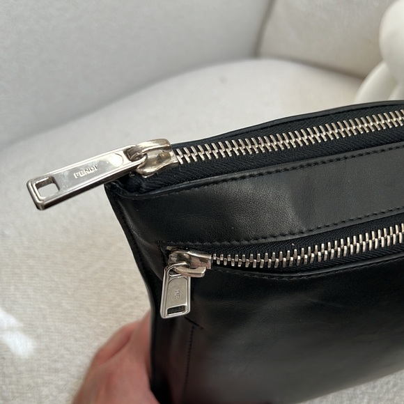 RARE Fendi Monster Interlocking Calf Slim Clutch Zippered Pouch Set - Picture 7 of 15